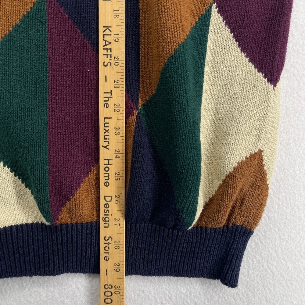 NEW RIVER CO Sweater Mens M Jumper Abstract Colorblock Pullover Blue Green VTG - Picture 10 of 11